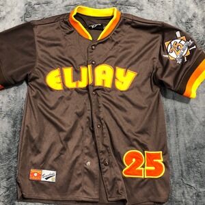 Eljay Throwback Classics Baseball Jersey Youth 8/10 Brown Orange Snap Front 25